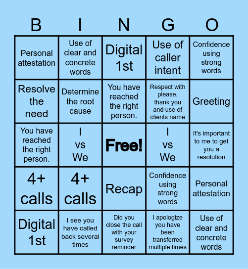 Words Matter & Own it! Bingo Card