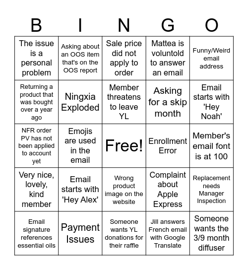 CX Bingo Card