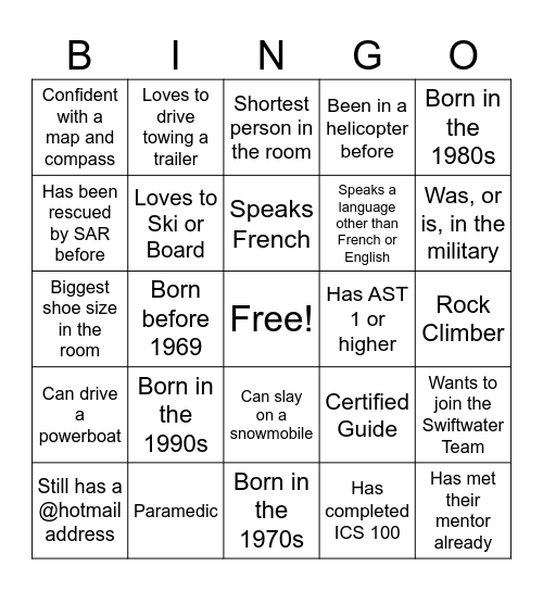 SAR MIT BINGO Card