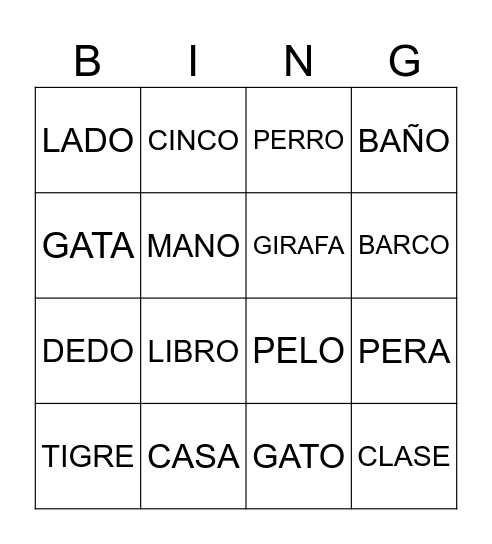 ALFABETO Bingo Card