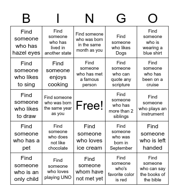 Find Someone Who... Bingo Card