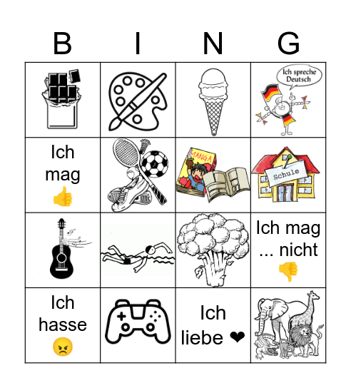 Was magst du? Bingo Card