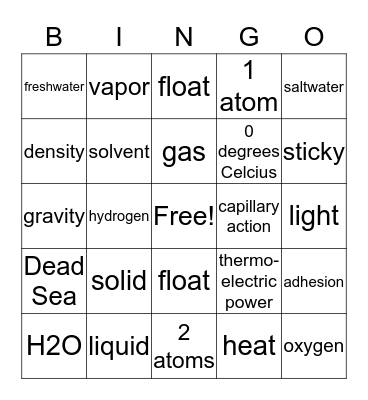 Water Bingo Card