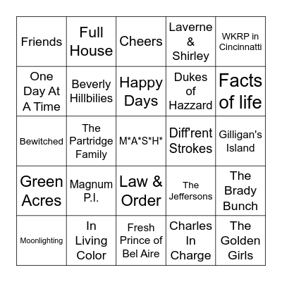 TV Show Themes Bingo Card