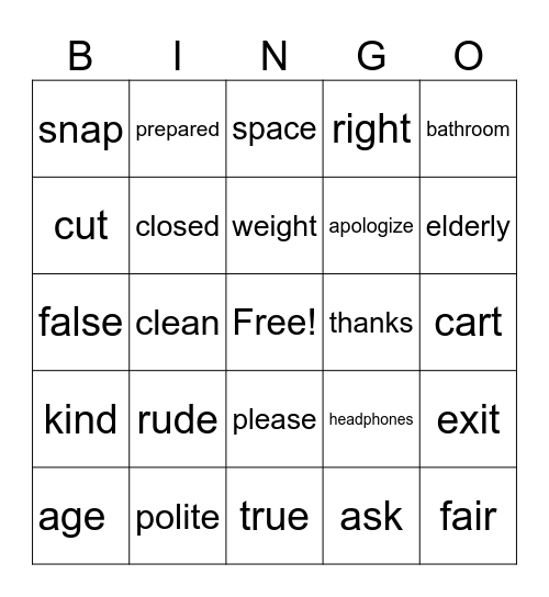 Unspoken Rules`` Bingo Card