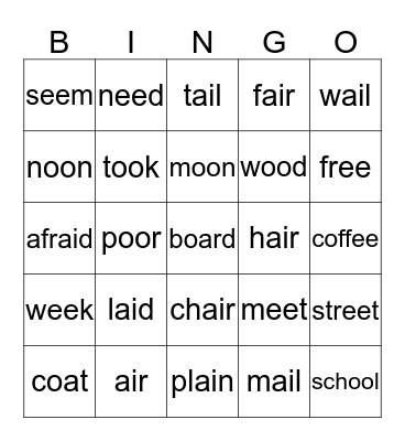 Level 4  Bingo Card