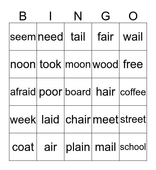 Level 4  Bingo Card