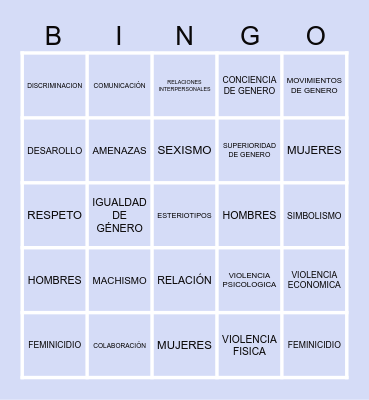 VIOLENCIA DE GÉNERO: NO + Bingo Card