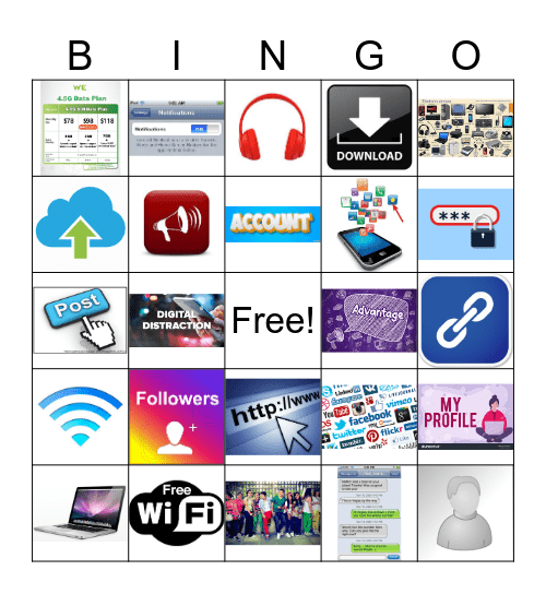 Bingo de la Tecnología: ustantivos y verbos Bingo Card