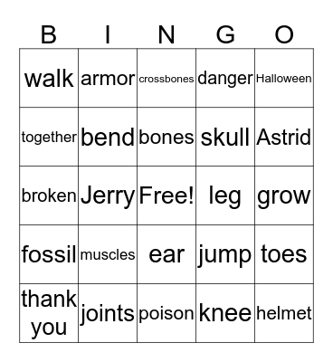 Bones Bingo Card
