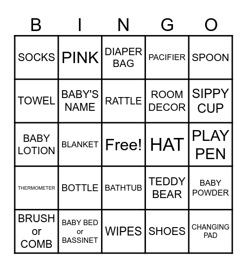 BABY SHOWER Bingo Card