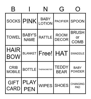 BABY SHOWER Bingo Card