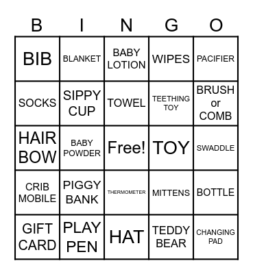 BABY SHOWER Bingo Card