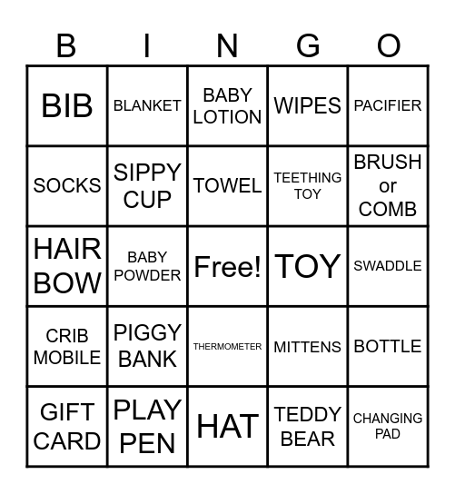 BABY SHOWER Bingo Card