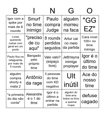 Bingo Valorant Bingo Card