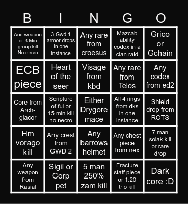 Rest of the year Bingo Card