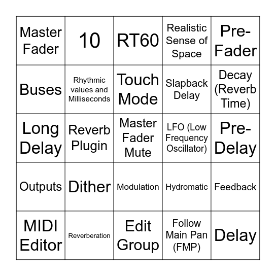 Time-Based Processors Bingo Card