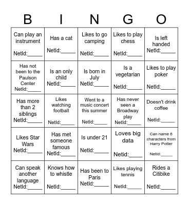 PBDAA Ice Breaker Bingo Card