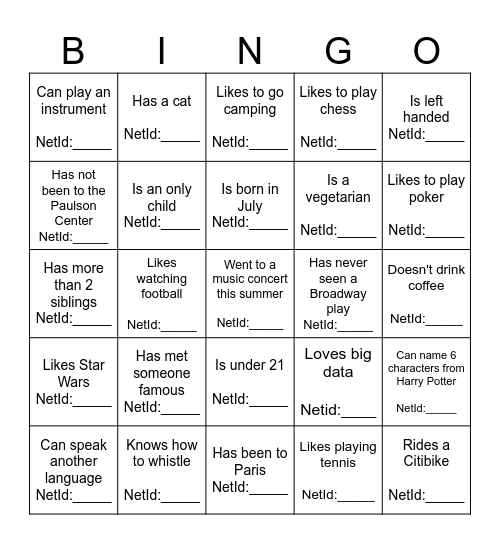 PBDAA Ice Breaker Bingo Card