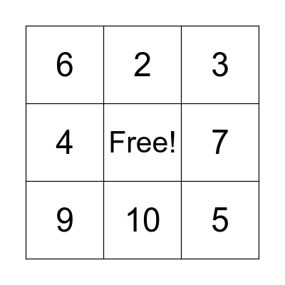 Number Bingo! Bingo Card