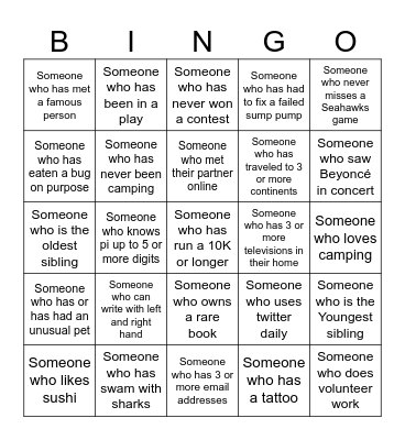 ICEBREAKER BINGO! Bingo Card