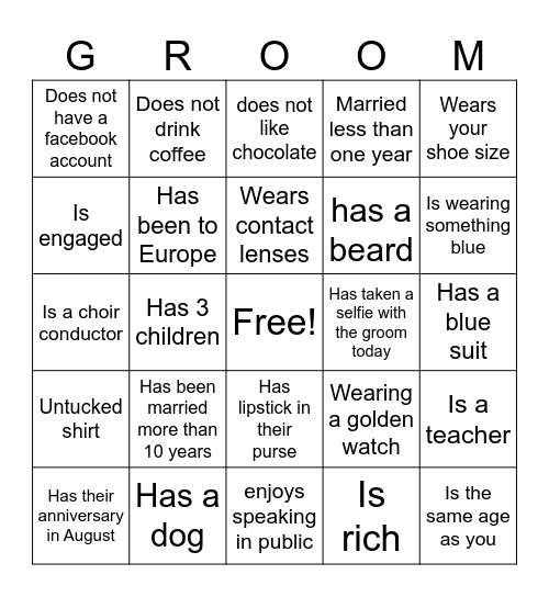 Abe & Helena - Wedding Bingo Card