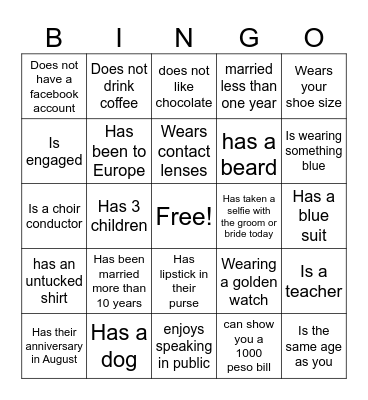 Abe & Helena - Wedding Bingo Card