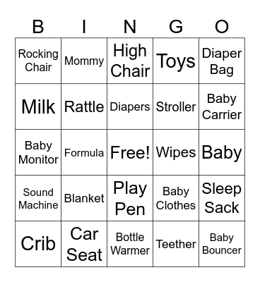 Baby Bingo Card