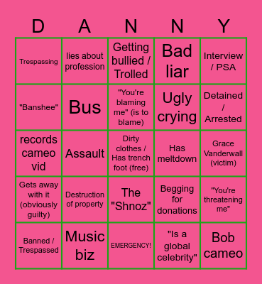 Larson Bingo Card