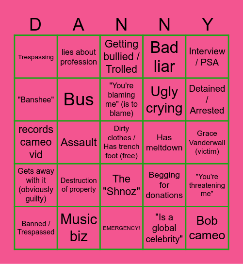 Larson Bingo Card