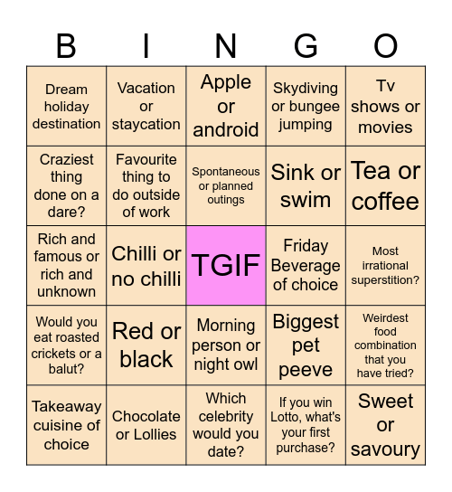 TGIF by D*sco Bingo Card