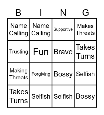 Support System Bingo Card