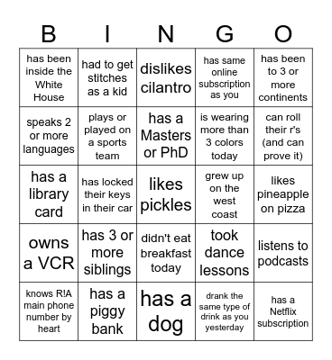 Find someone who... Bingo Card