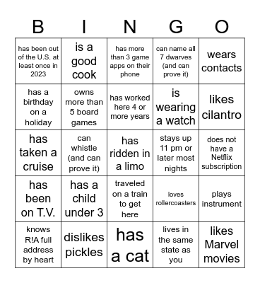 Find someone who... Bingo Card