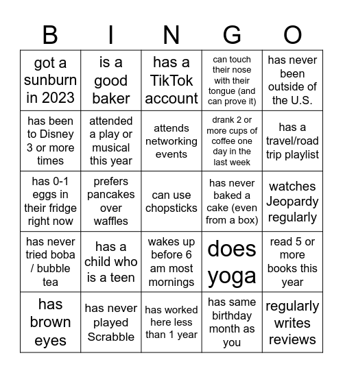 Find someone who... Bingo Card