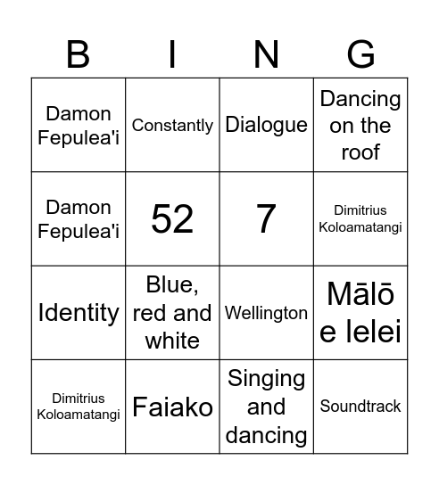 RED, WHITE AND BRASS Bingo Card