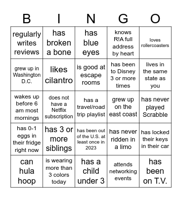 Find someone who... Bingo Card