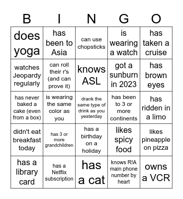 Find someone who... Bingo Card