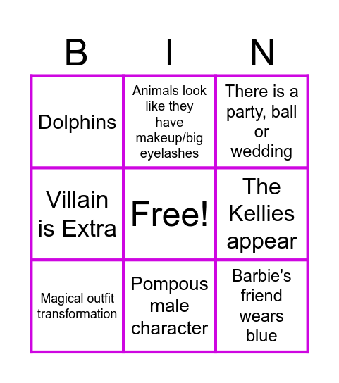 Barbie Bingo Card