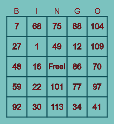 SCIEGO TSU LS Bingo Card