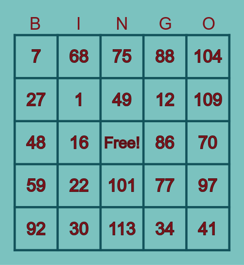 SCIEGO TSU LS Bingo Card