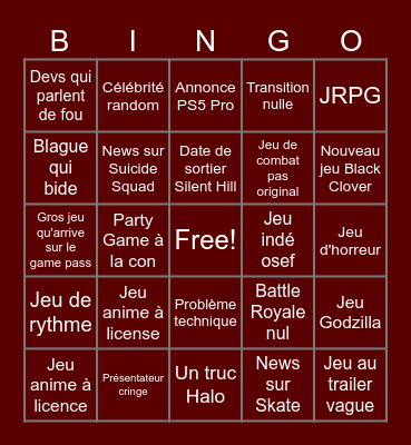 TGS Bingo Card