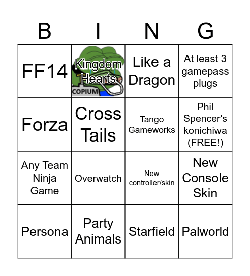 XBOX @ TGS Bingo Card