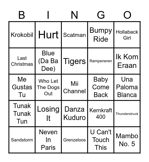 Musicie Bingo! (19:15) Bingo Card