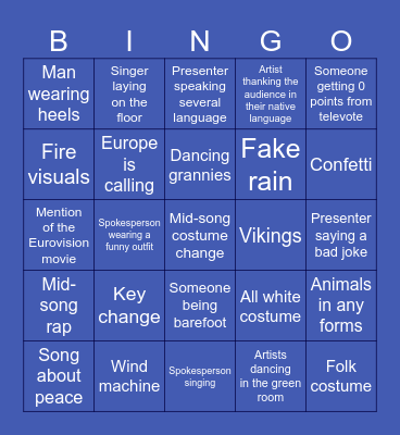 EUROVISION BINGO Card