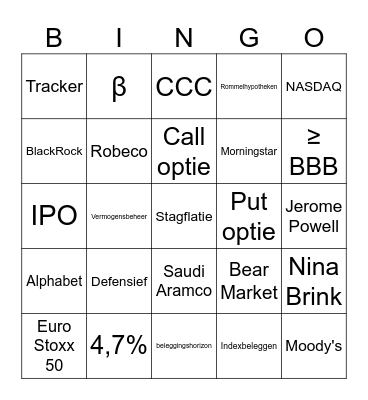 Beleggingsbingo Card