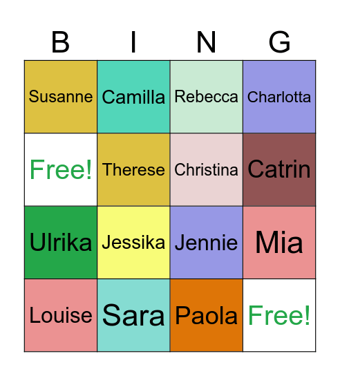 Namn bingo Card