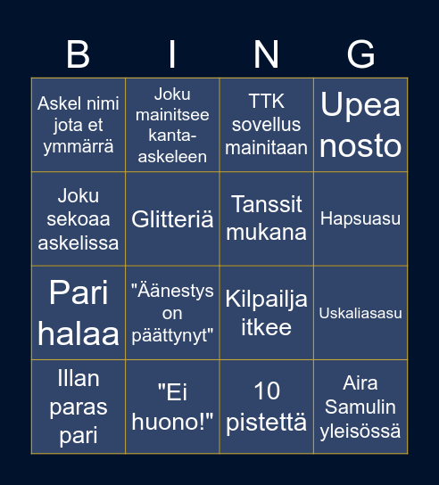 Tanssii Tähtien Kanssa Bingo Card