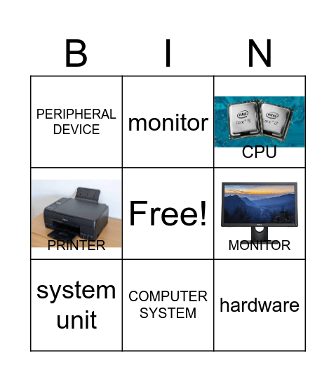 Computer System Components Bingo Card