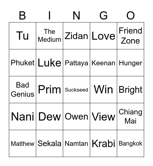 Mikha’s Bingo Card